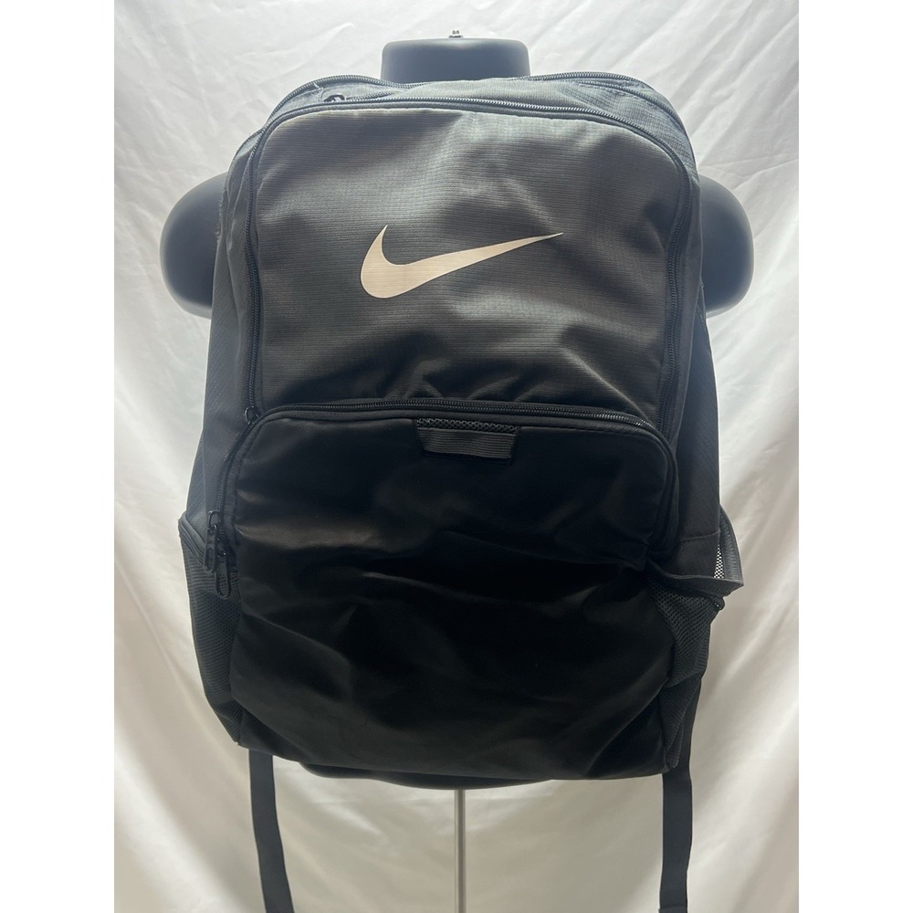 Nike Brazilia Men's Backpack Gray Team Bag Adjustable Strap Outer Inner Pockets